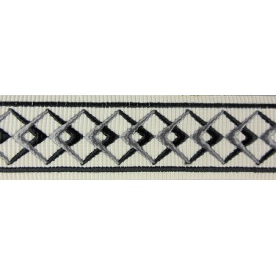 Decorative Braid Trim - Diamond Pattern Ebony & Grey