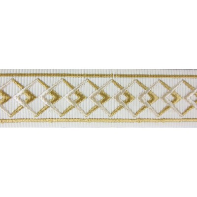 Decorative Braid Trim - Diamond Pattern Oyster/Gold