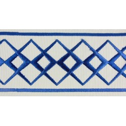 Decorative Border - Diamond Pattern Inky Blue