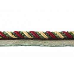 10mm Lip Cord Trim -  Cherry Taupe & Forest Green