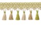 Tassel Trim - Lime Green & Taupe