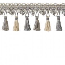 Tassel Trim - Grey, Silver & Cream