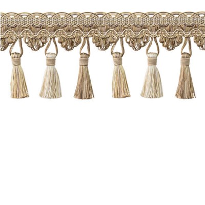 Tassel Trim - Taupe & Cream