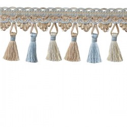 Tassel Trim - Blue & Taupe