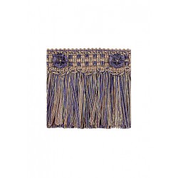 Organdy Cut Fringe with Rosette - Navy Taupe