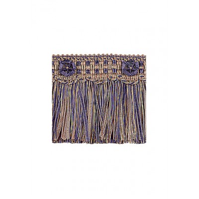 Organdy Cut Fringe with Rosette - Navy Taupe