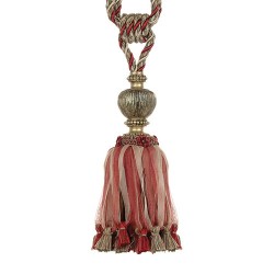 Large Single Tassel Tieback - Red Sherbert